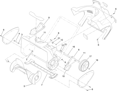 Frame Assembly Diagram and Parts List for 38303 318000001 - 318999999 Lawn Boy Snow Blower